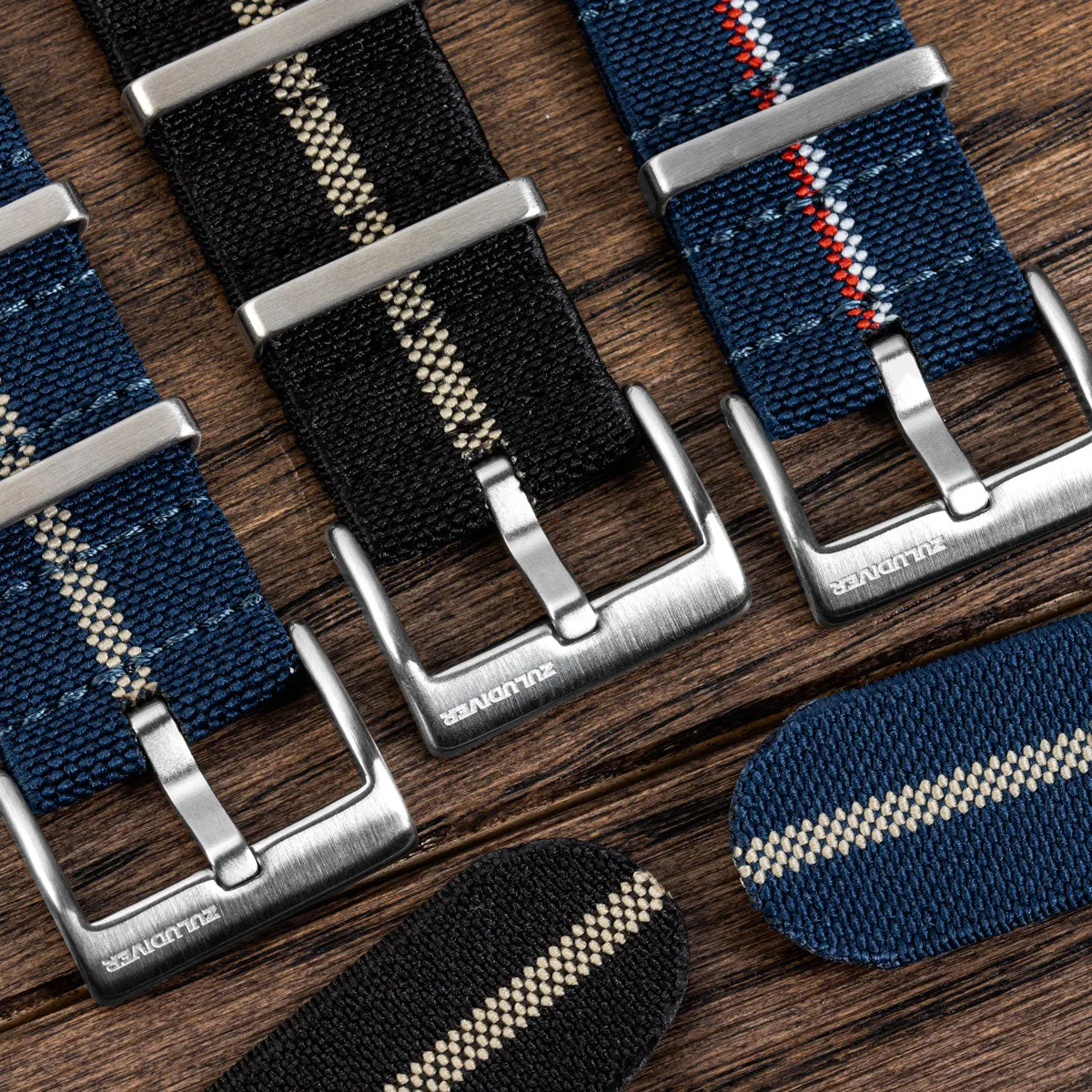 1973 British Military Watch Strap: AIRBORNE Elastic - Blue / Red