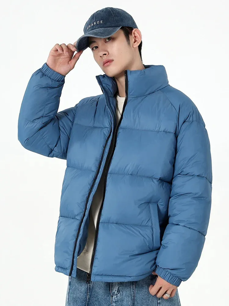 2023 New Winter Men's Parkas Korean Fashion Stand Collar Thick Warm Puffer Jacket Casual Windbreaker Thermal Padded Coat