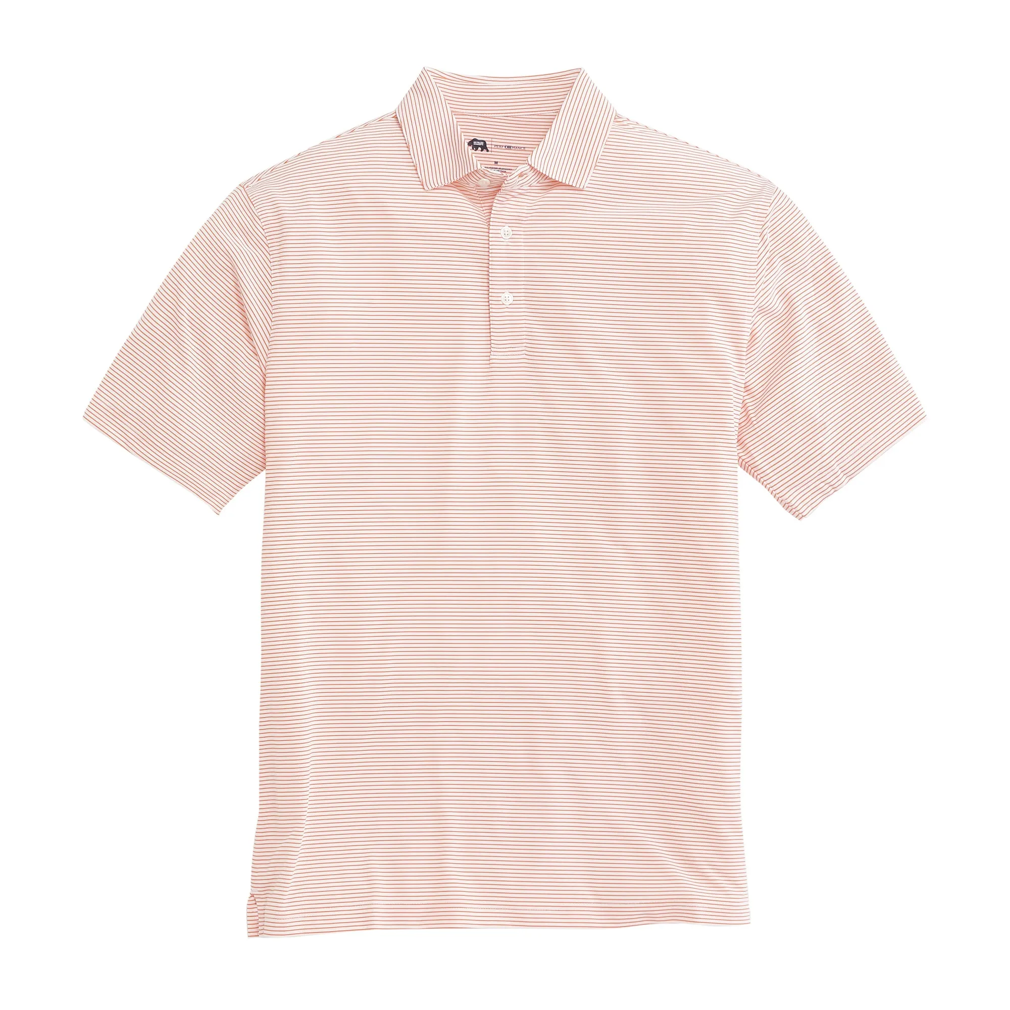 Birdie Stripe Performance Polo - White/Orange