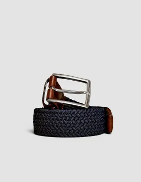 Braided Elastic Belt Dark Navy