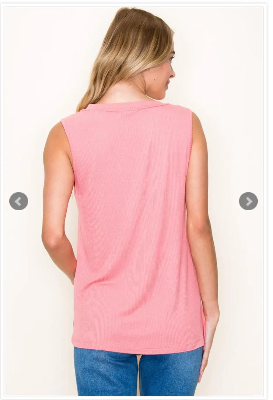 Coral V-Neck Solid Basic Tank Top