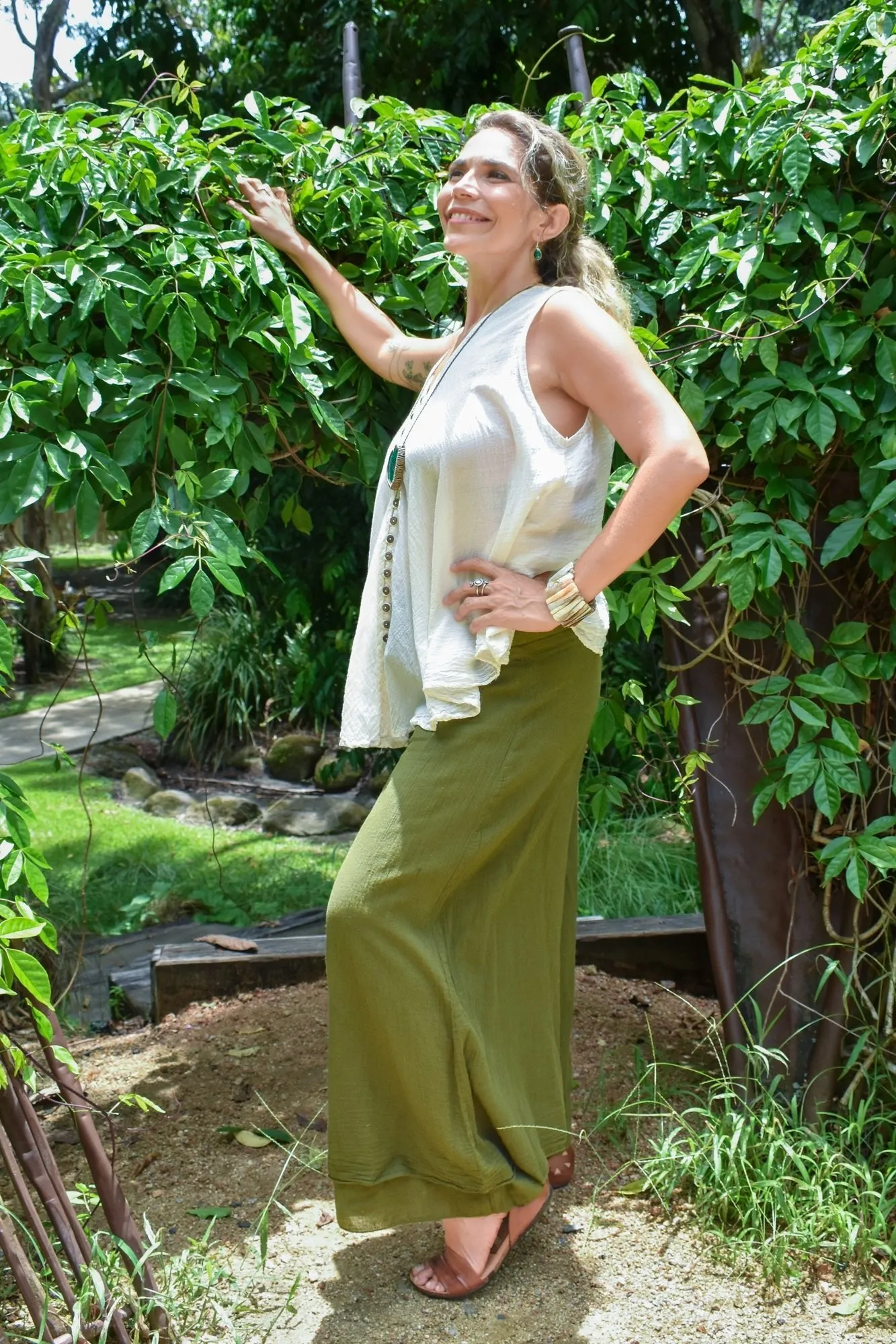 Dharma Cotton Pants - Olive Green