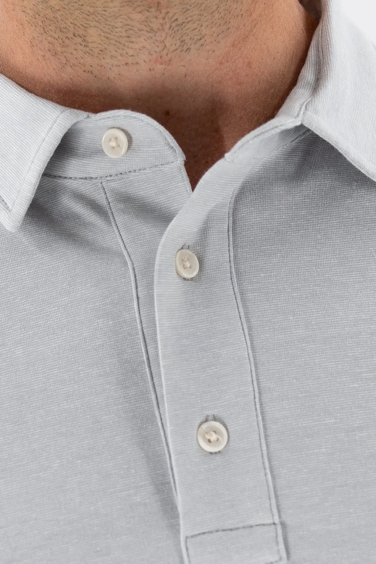 Feeder Stripe Polo - Melange Quiet Gray