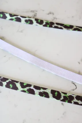 Green Cheetah 1/2" (13mm) Satin Strap Elastic