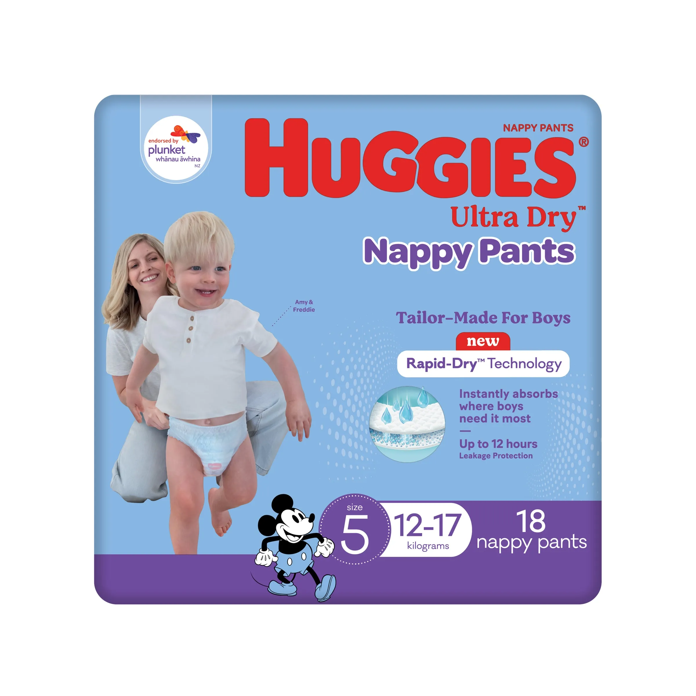 Huggies Ultra Dry Nappy Pants Boys Size 5 (12-17kg) 18 Pack