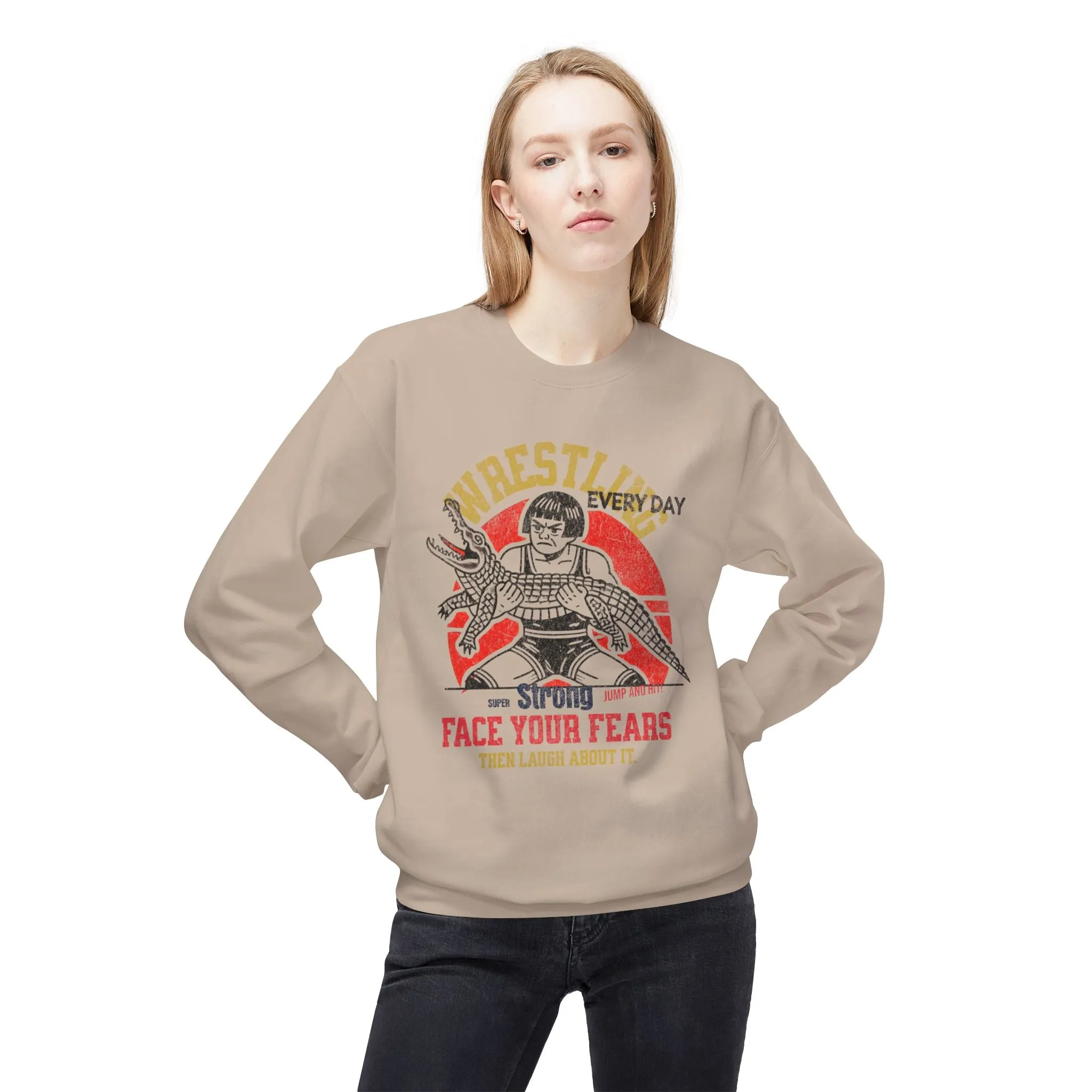 Korea -  Face your fears Unisex Midweight Softstyle Fleece Crewneck Sweatshirt  - StyleMZ