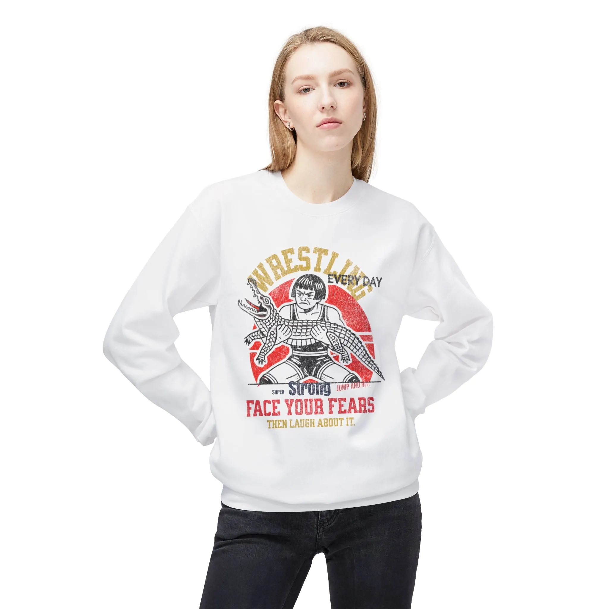 Korea -  Face your fears Unisex Midweight Softstyle Fleece Crewneck Sweatshirt  - StyleMZ