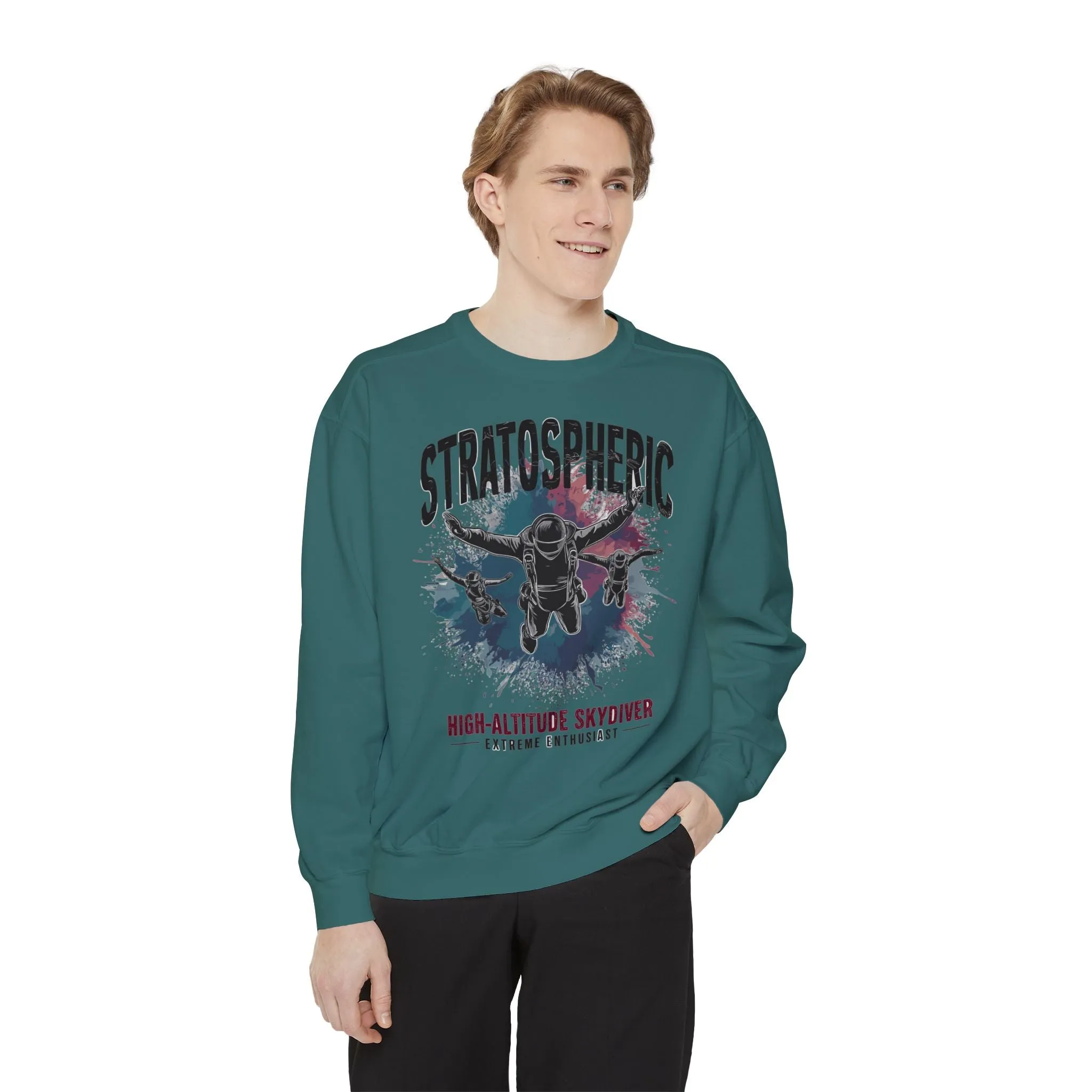 Korea -  Sky Diver Unisex Garment-Dyed Sweatshirt  - StyleMZ