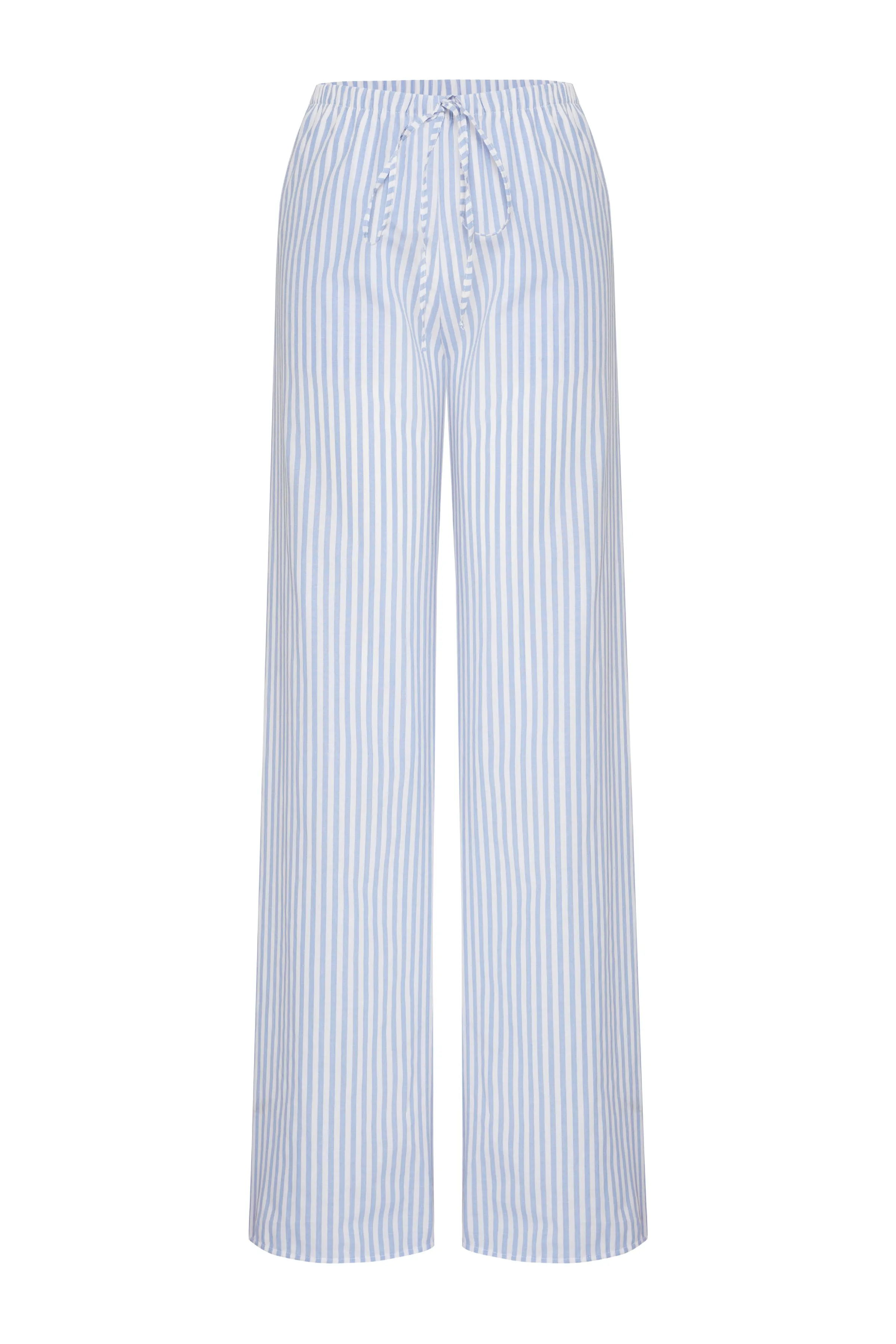 Laurel Striped Poplin Trousers Blue