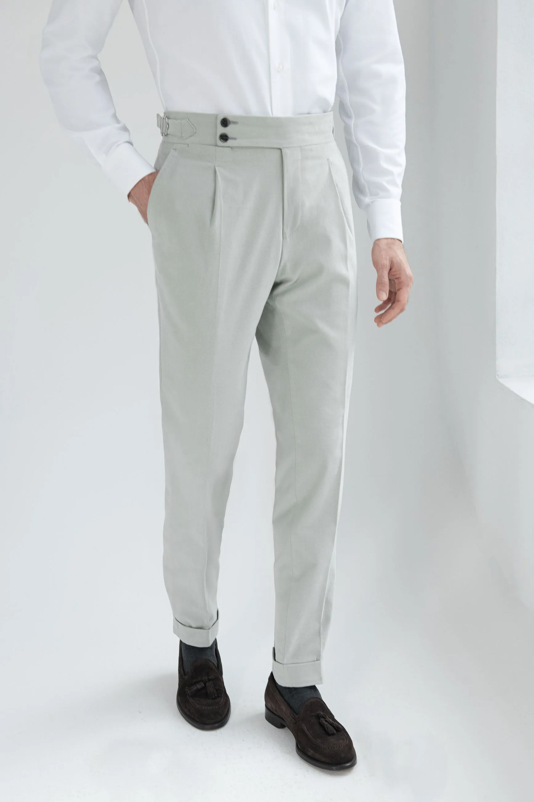 Light grey cotton Soragna trousers - Made in Italy