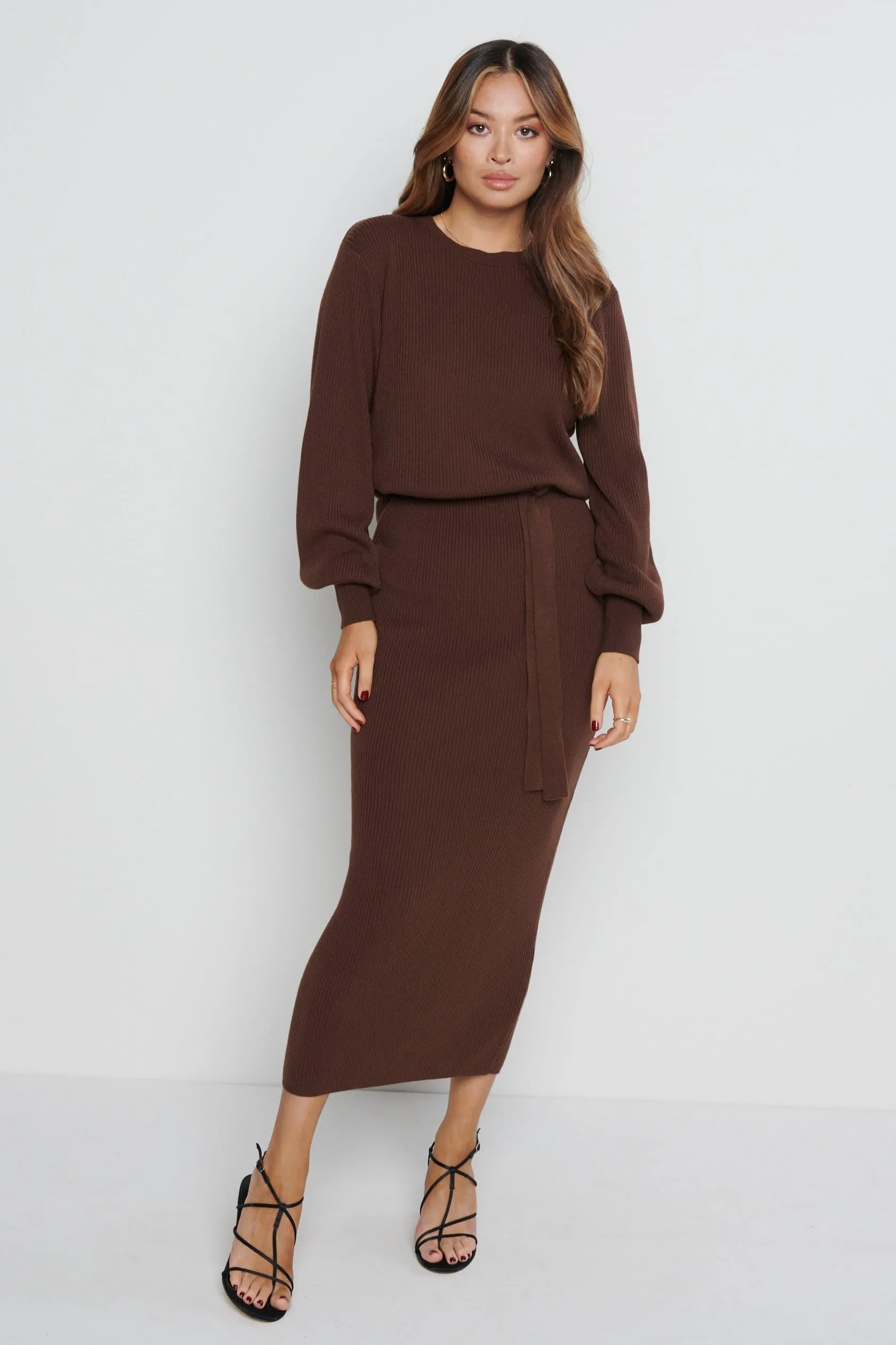 Mae Crew Neck Knit Dress - Forest Gateau