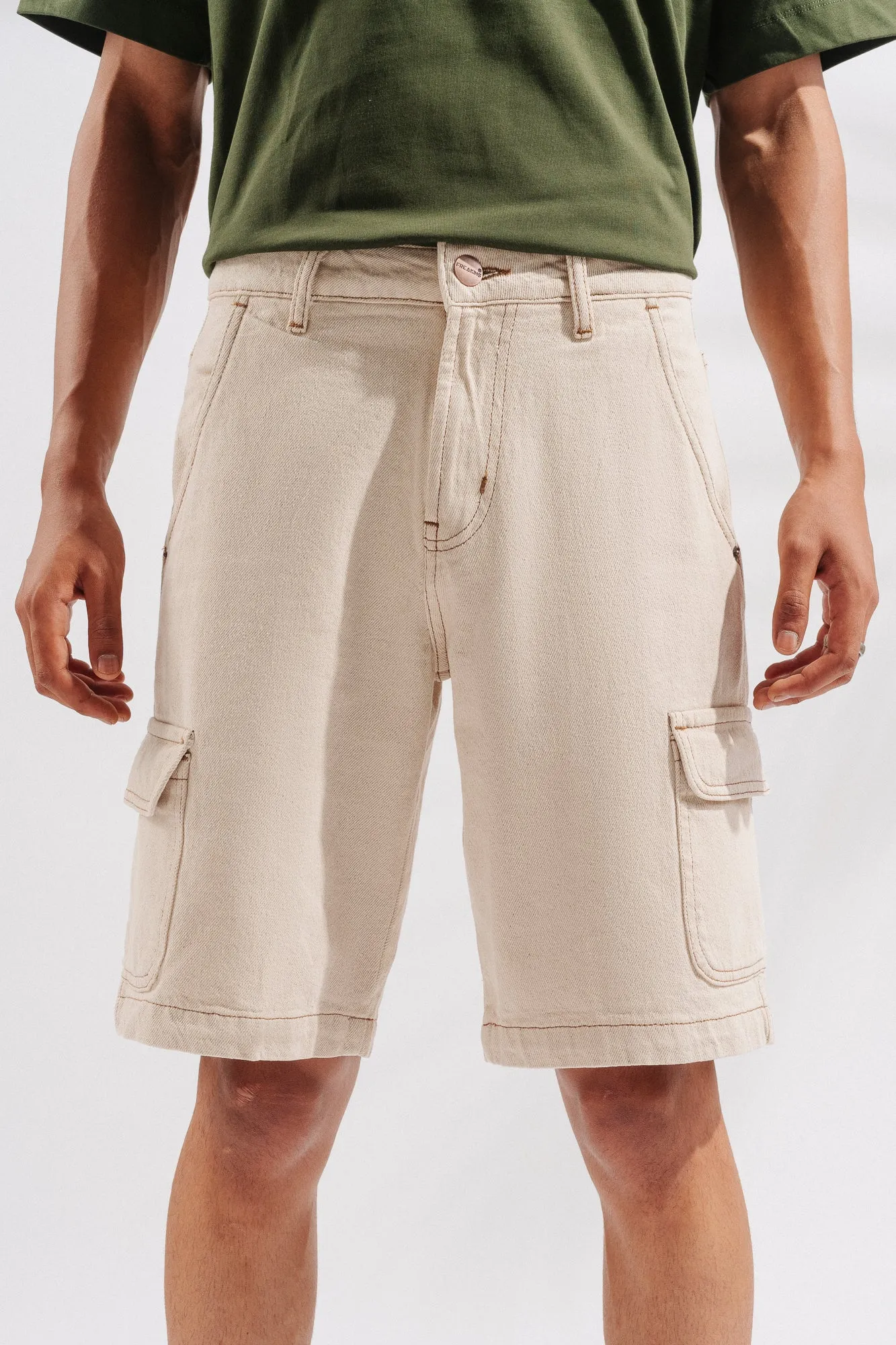 Men's Ecru Cargo Shorts