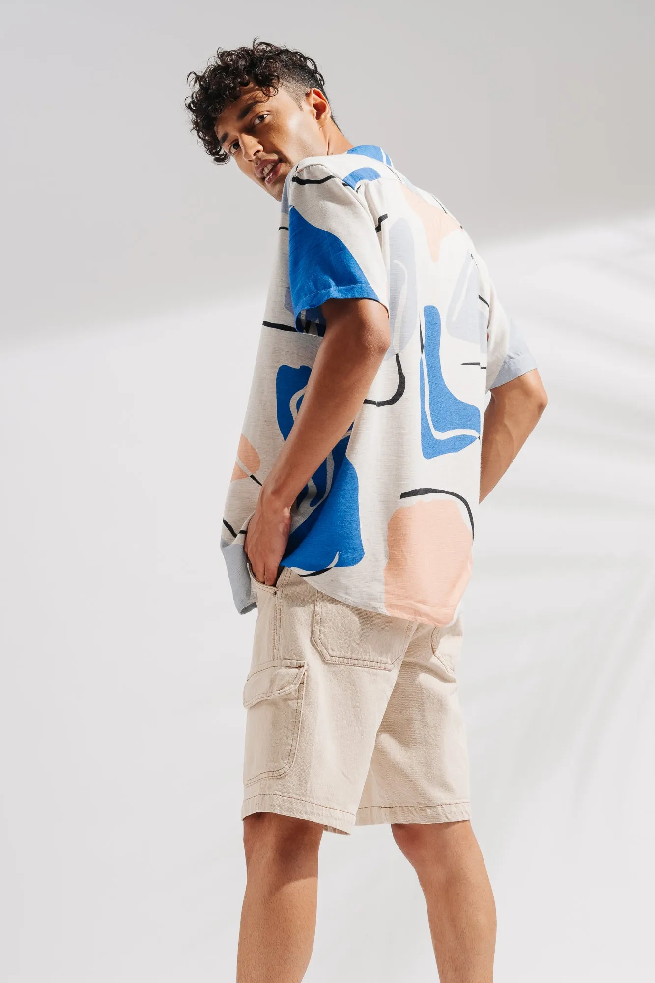 Men's Ecru Cargo Shorts