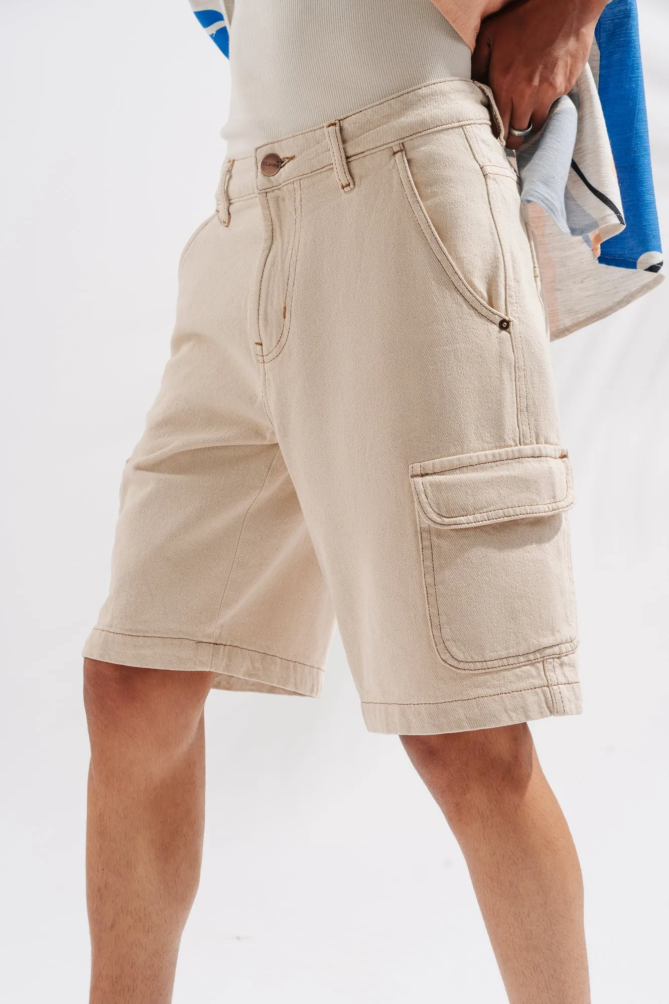 Men's Ecru Cargo Shorts