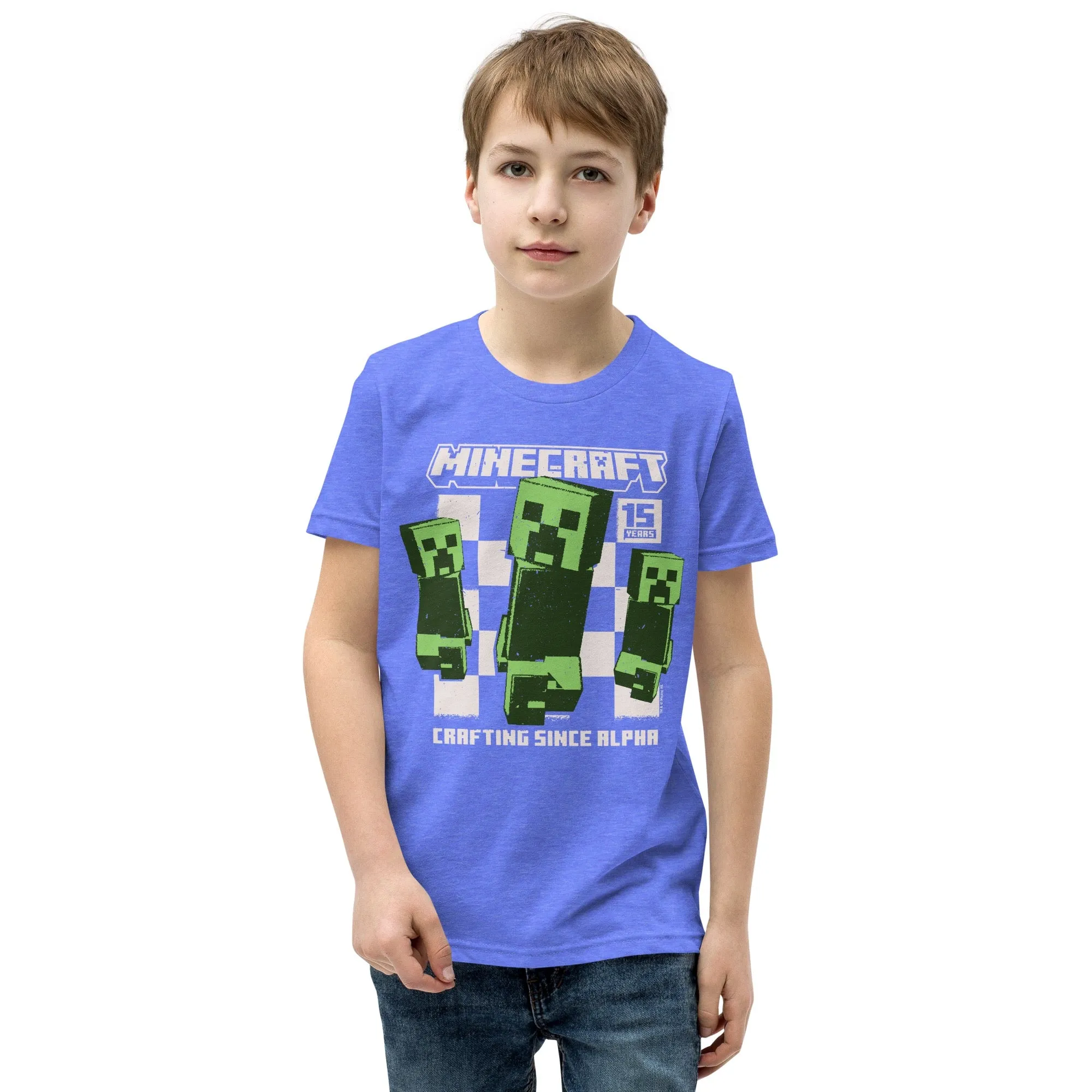 Minecraft 15th Anniversary Checkered Creeper Kids T-Shirt