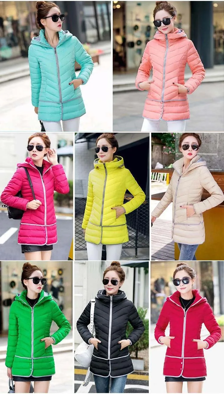 Olympic Winter Games / designated product / cotton stitching Girls Long Hooded Slim Down padded jacket Women winter jacket