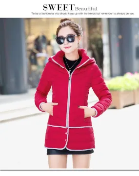 Olympic Winter Games / designated product / cotton stitching Girls Long Hooded Slim Down padded jacket Women winter jacket