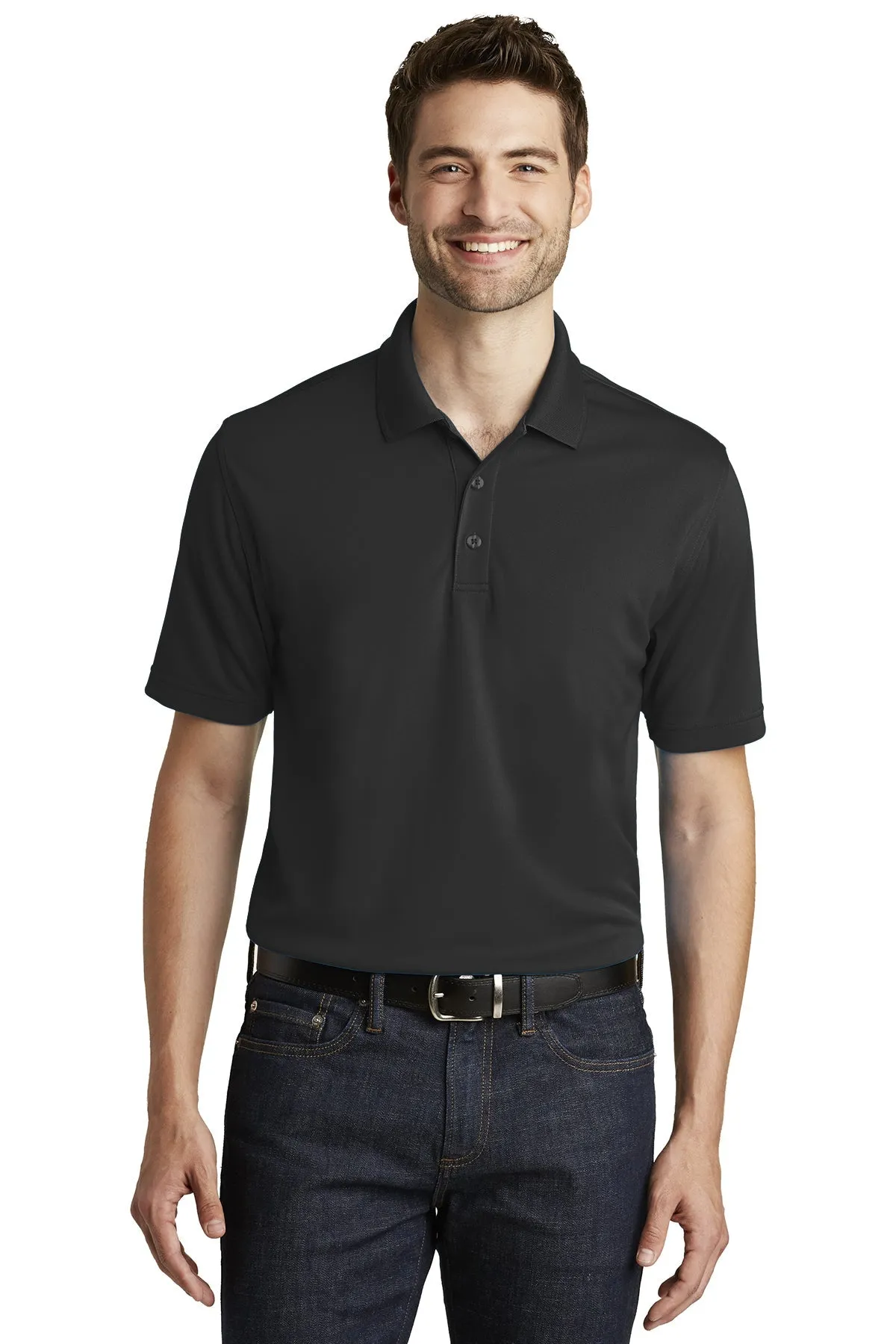 Port Authority Dry Zone UV Micro-Mesh Custom Polos, Deep Black