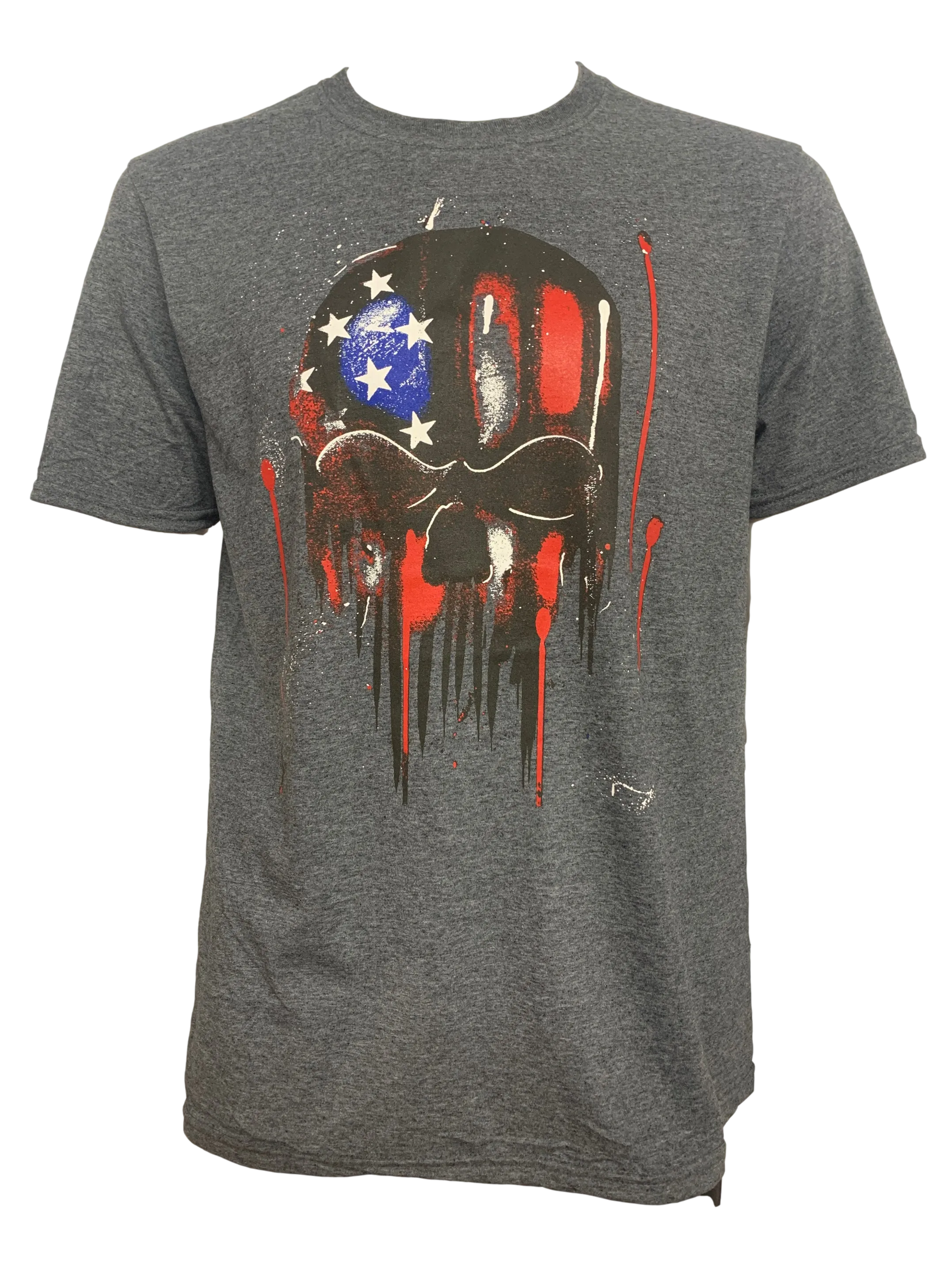 Red White Blue Patriot Skull Drip Tee