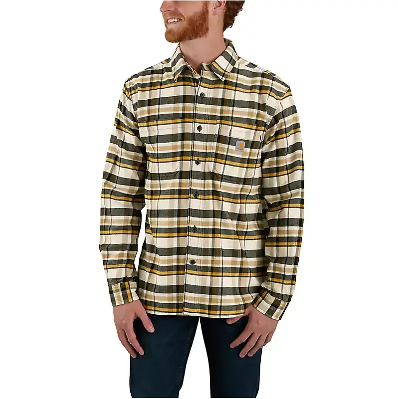 RUGGED FLEX RELAXED FIT MIDWEIGHT FLANNEL LONG-SLEEVE PLAID SHIRT 106352