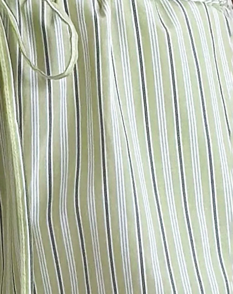 Samir Trouser in Light Green Stripe