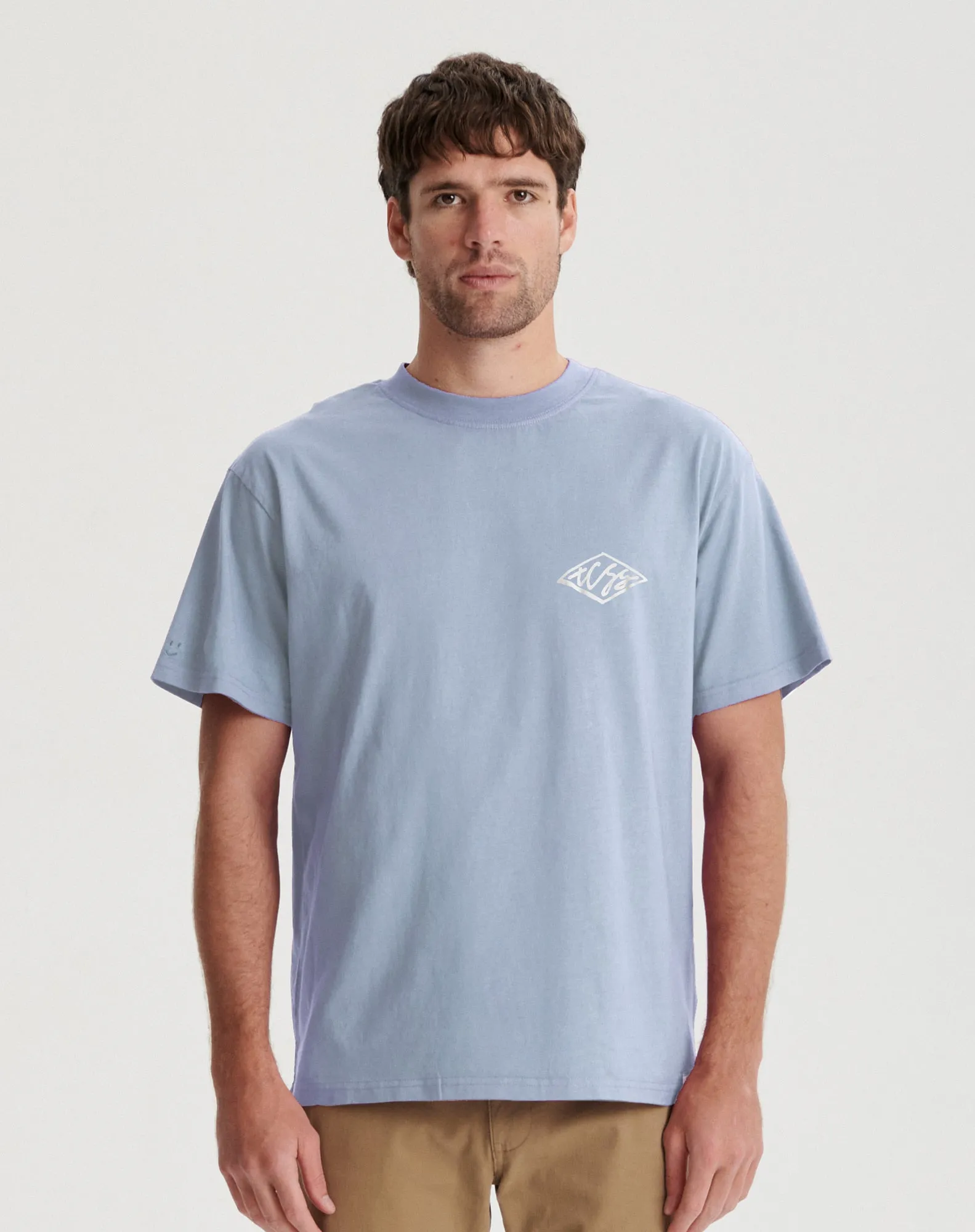 Scribble Embroidery Tee - Sky