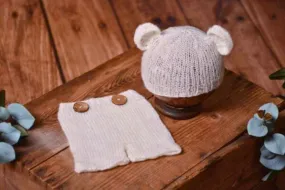 SET Mohair Bear Hat and Pants - White