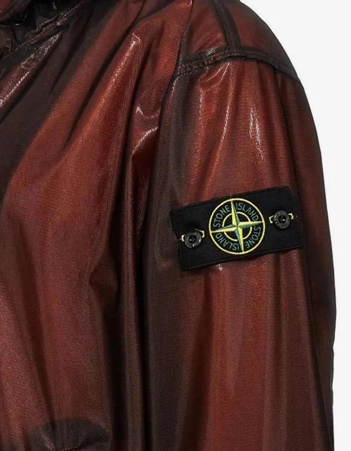 Stone Island Red Metallic Run-Proof Nylon Parka