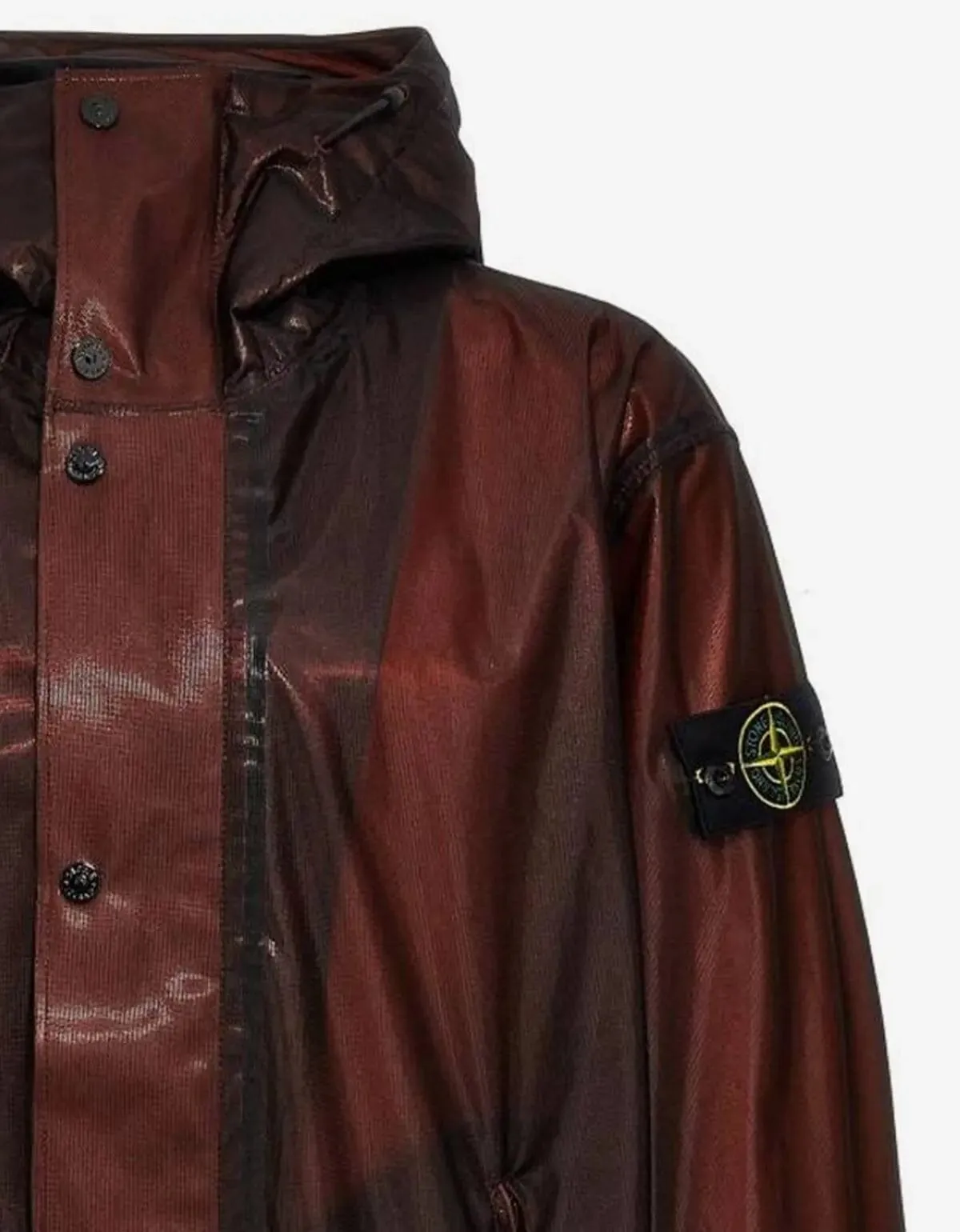 Stone Island Red Metallic Run-Proof Nylon Parka