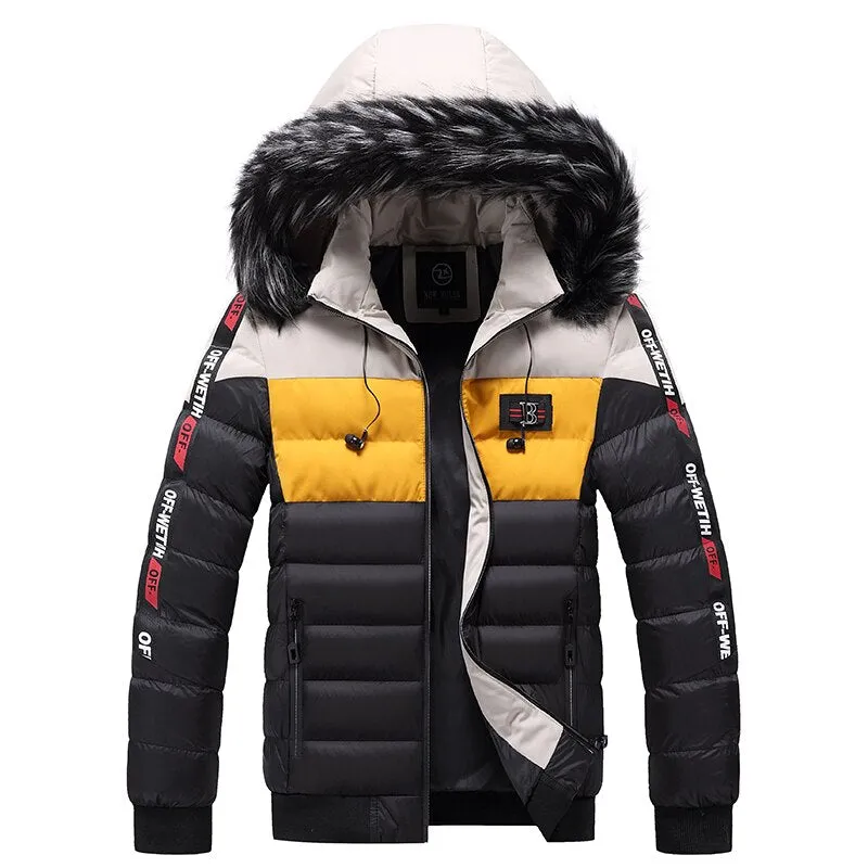 West Louis™ Patchwork Thick Warm Fur Hood Waterproof Parka