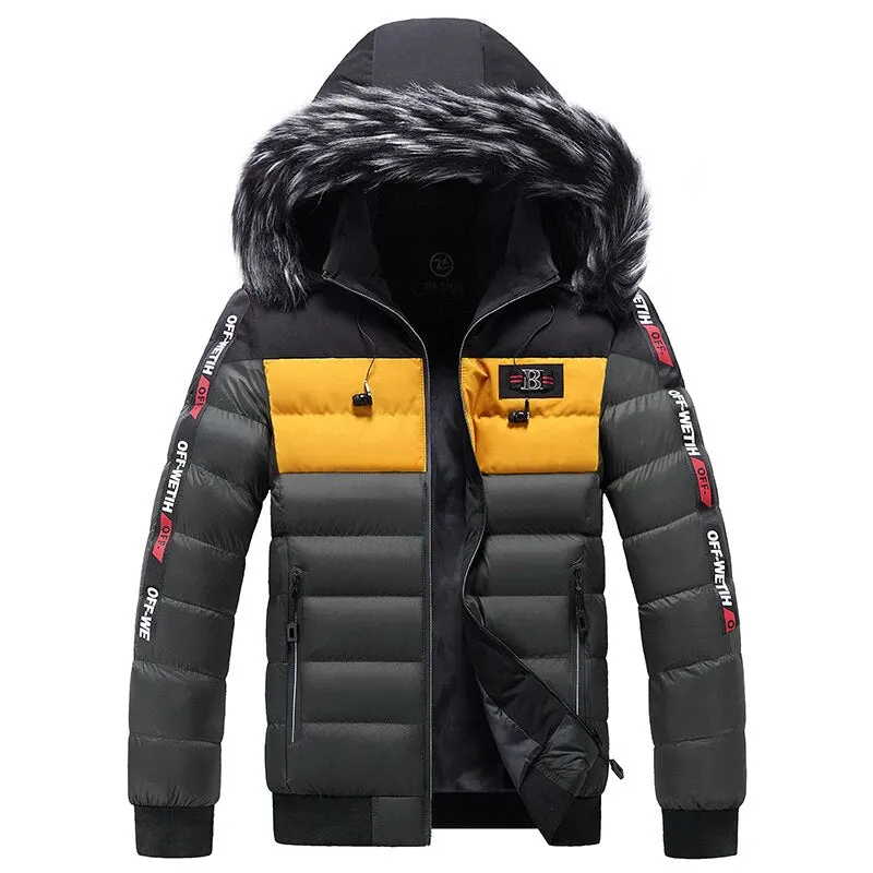 West Louis™ Patchwork Thick Warm Fur Hood Waterproof Parka