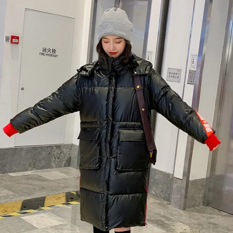 Women's Winter Glossy Waterproof Thick Loose Parka